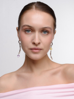 Серьги "Bubble violet-yellow" с селенитом Silver"