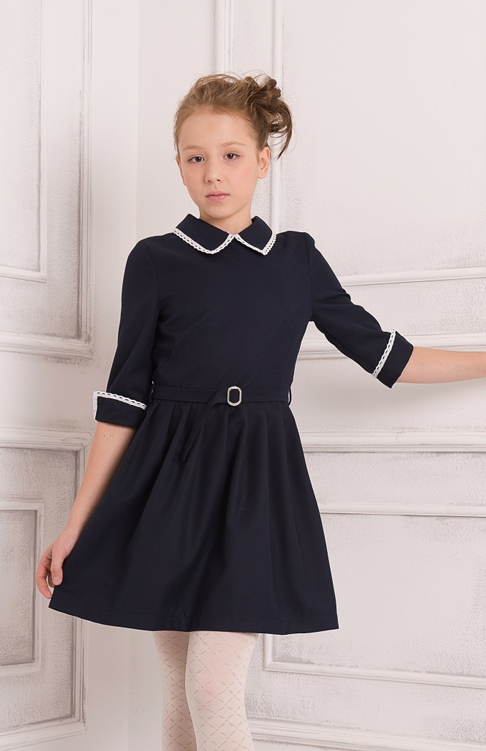 Пт-23,0 Баловень Школьное платье для девочки серое