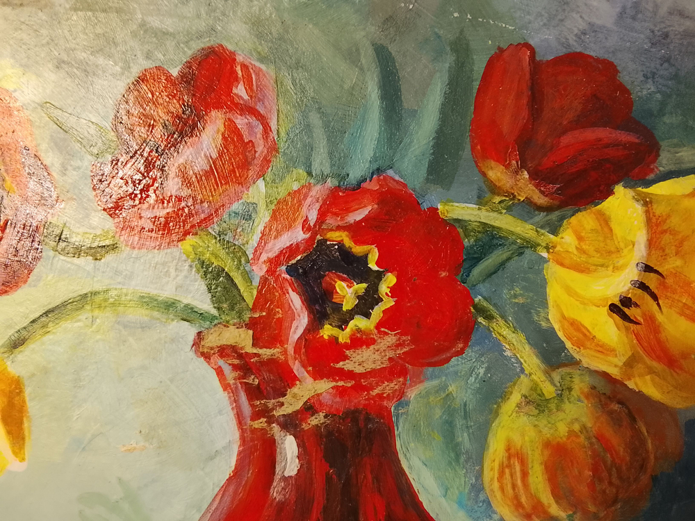 Картина "Айва", натюрморт. 30 см на 30 см. Акрил на картоне. Авторская живопись, оригинал.