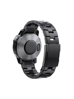 Браслет вентилируемый титановый 22мм для Garmin (циферблат 47 мм) Fenix, Epix Pro Gen 2, MARQ, Quatix быстросъемный QuickFit (Черный)