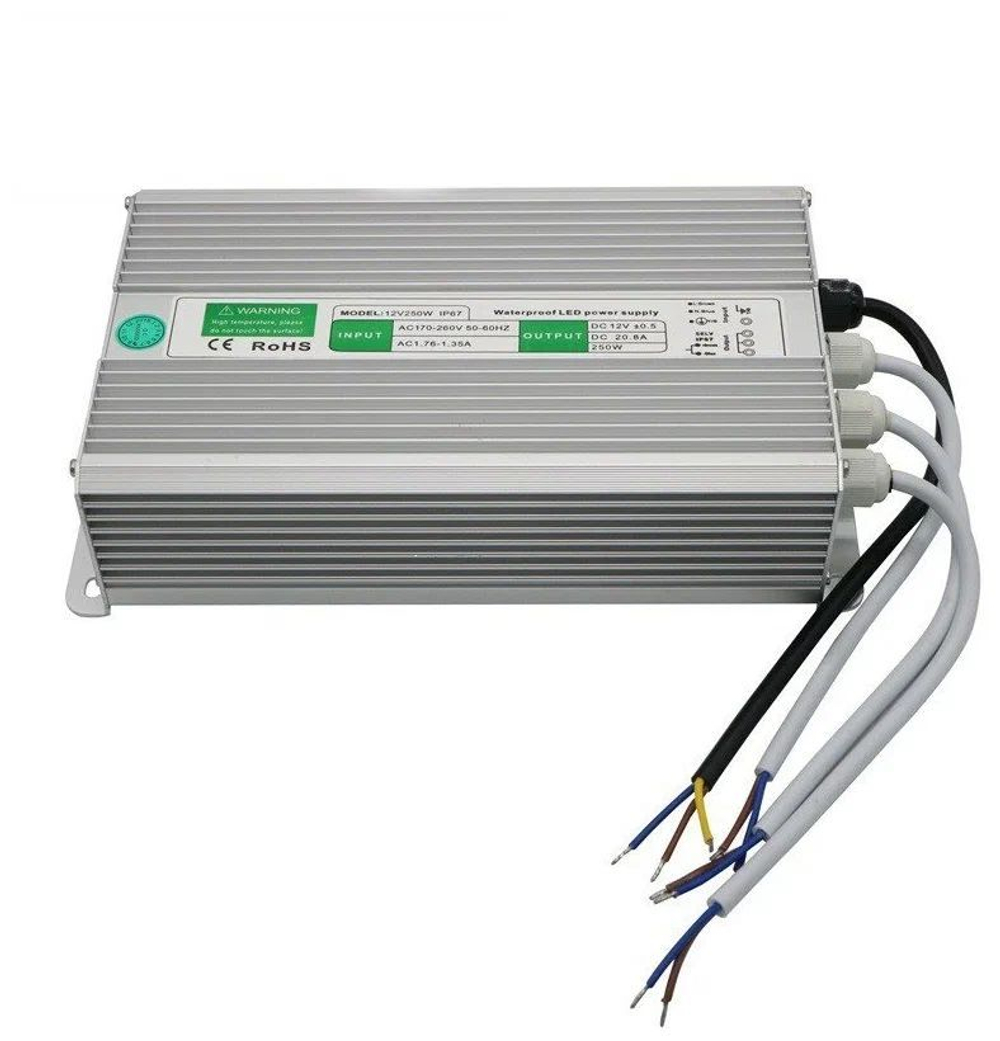 Блок питания (AC-DC) 12V 250W 250-12 герм IP67 металл