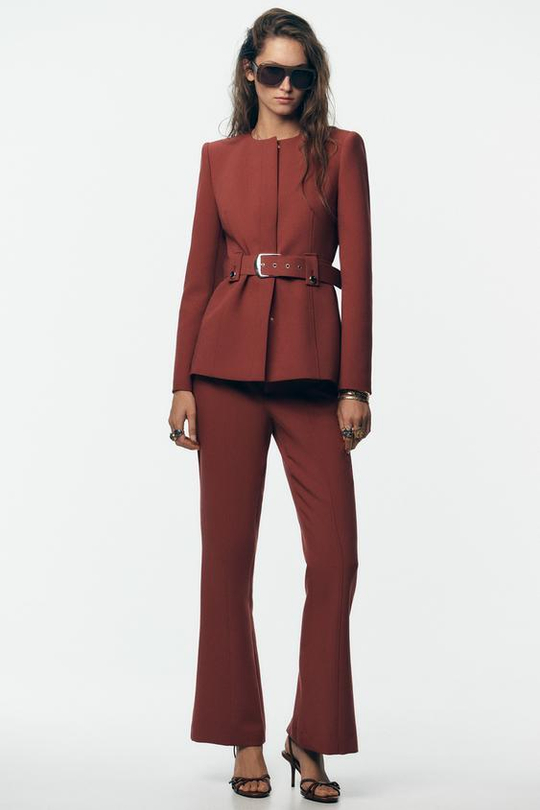 ZARA БРЮКИ FLARED, МАРСАЛА