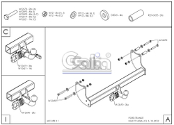 Фаркоп оцинкованный Galia F116C для FORD Transit, бортовой, 2000-(паспорт и сертификат в комплекте)(без электрики)