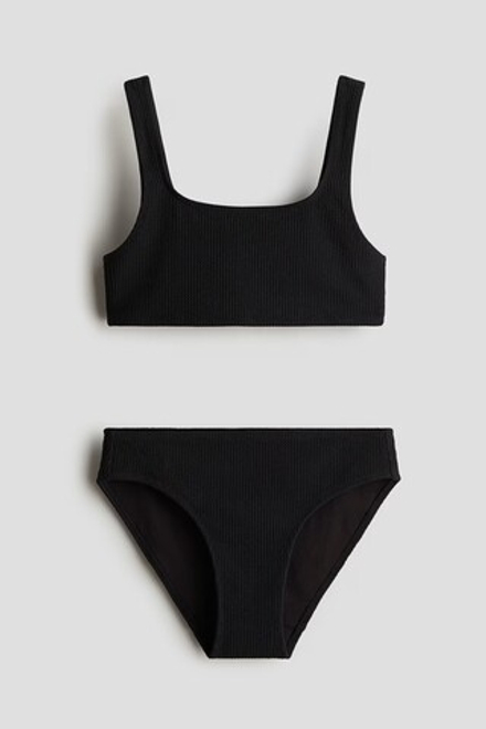H&M КУПАЛЬНИК ИЗ РЕЛЬЕФНОЙ ТКАНИ, ЧЕРНЫЙ