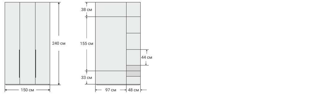 Шкаф BOSS STANDART 150 - 3Д Кашемир серый (последний экзмепляр)