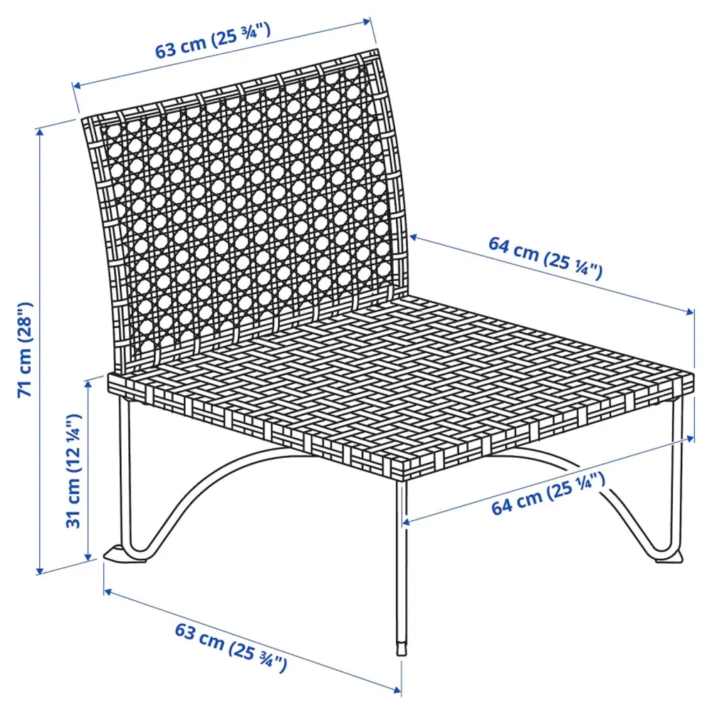 Кресло садовое - IKEA JUTHOLMEN, 71х64 см, серый, ЮТХОЛЬМЕН ИКЕА
