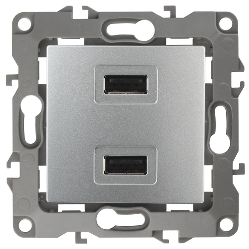 12-4110-03 ЭРА Устройство зарядное USB, 230В/5В-2100мА, IP20, Эра12, алюминий | ЭРА 12 Алюминий