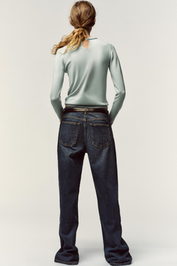 ZARA ВЯЗАНЫЙ ДЖЕМПЕР СО СТРАЗАМИ, ВОДЯНИСТО-ГОЛУБОЙ