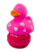 Бомбочка для ванны с уточкой Funny Ducks розовая с сердечками
