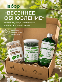 Набор Весеннее обновление (хлорофилл, спирулина+хлорелла, псиллиум)
