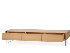 ТВ-тумба Somerset 188х38 см, шпон дуба, стеклянные ножки