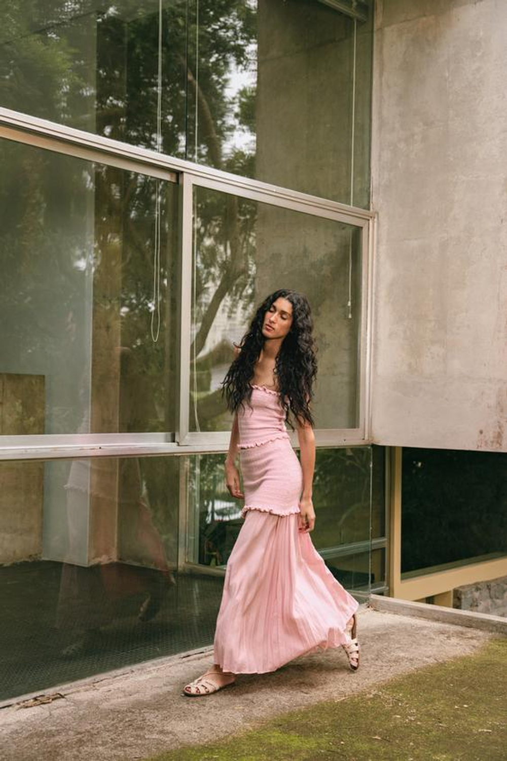 ZARA ТРИКОТАЖНАЯ ЮБКА С КОНТРАСТНЫМИ ДЕТАЛЯМИ, РОЗОВЫЙ