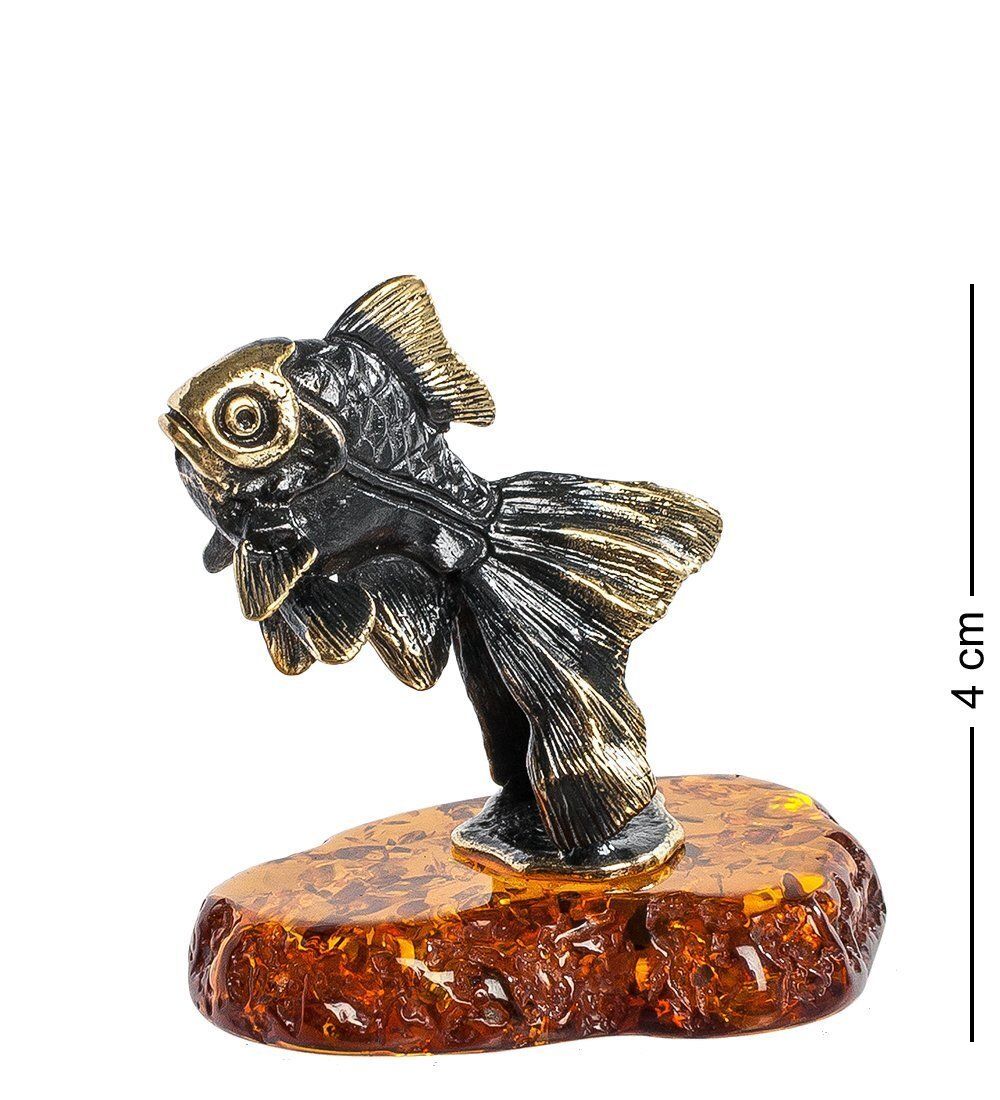 Народные промыслы AM- 772 Фигурка «Рыбка-Дорама» (латунь, янтарь)