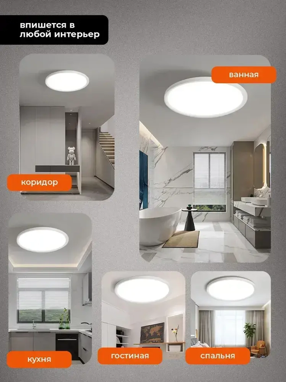 Люстра потолочная светодиодная Maghome 3000K/4000K/6500K, 24Вт, 30cm, 2.4cm толщиной ,белый