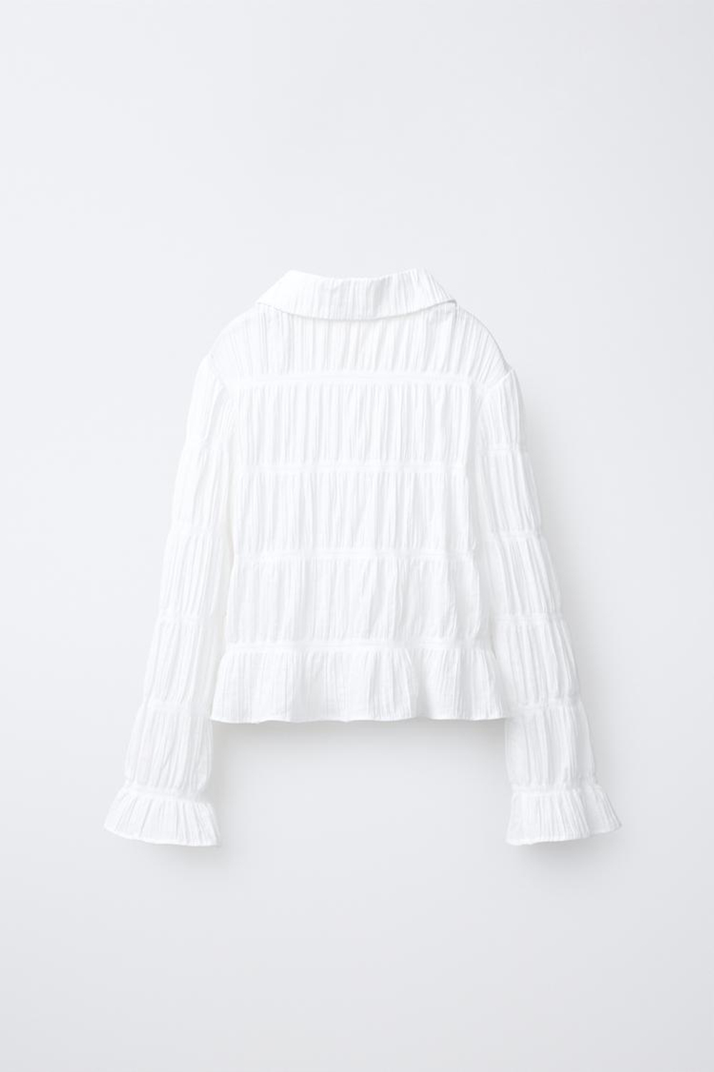 ZARA РУБАШКА С ЭЛАСТИЧНЫМИ КРОМКАМИ, БЕЛЫЙ