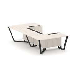 Steel Meet Стол переговорный П-образный KDK-PR.B.SP-07P Денвер Светлый/Металл Черный 1600*3200*750