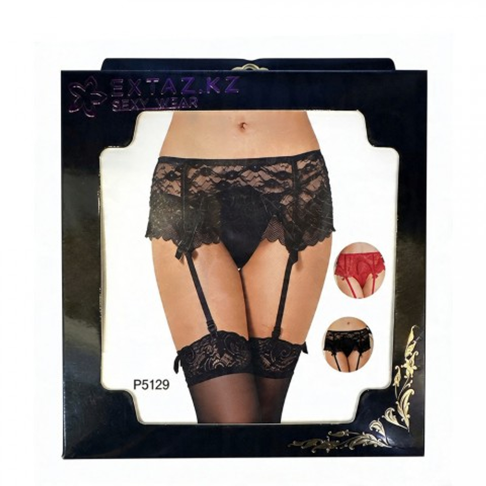 Кружевной пояс для чулок + стринги красные Sexy Lace (размер XL-2XL)
