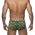 Черные мужские плавки с ярким геометрическим принтом (Размер: L) (Цвет: черный)