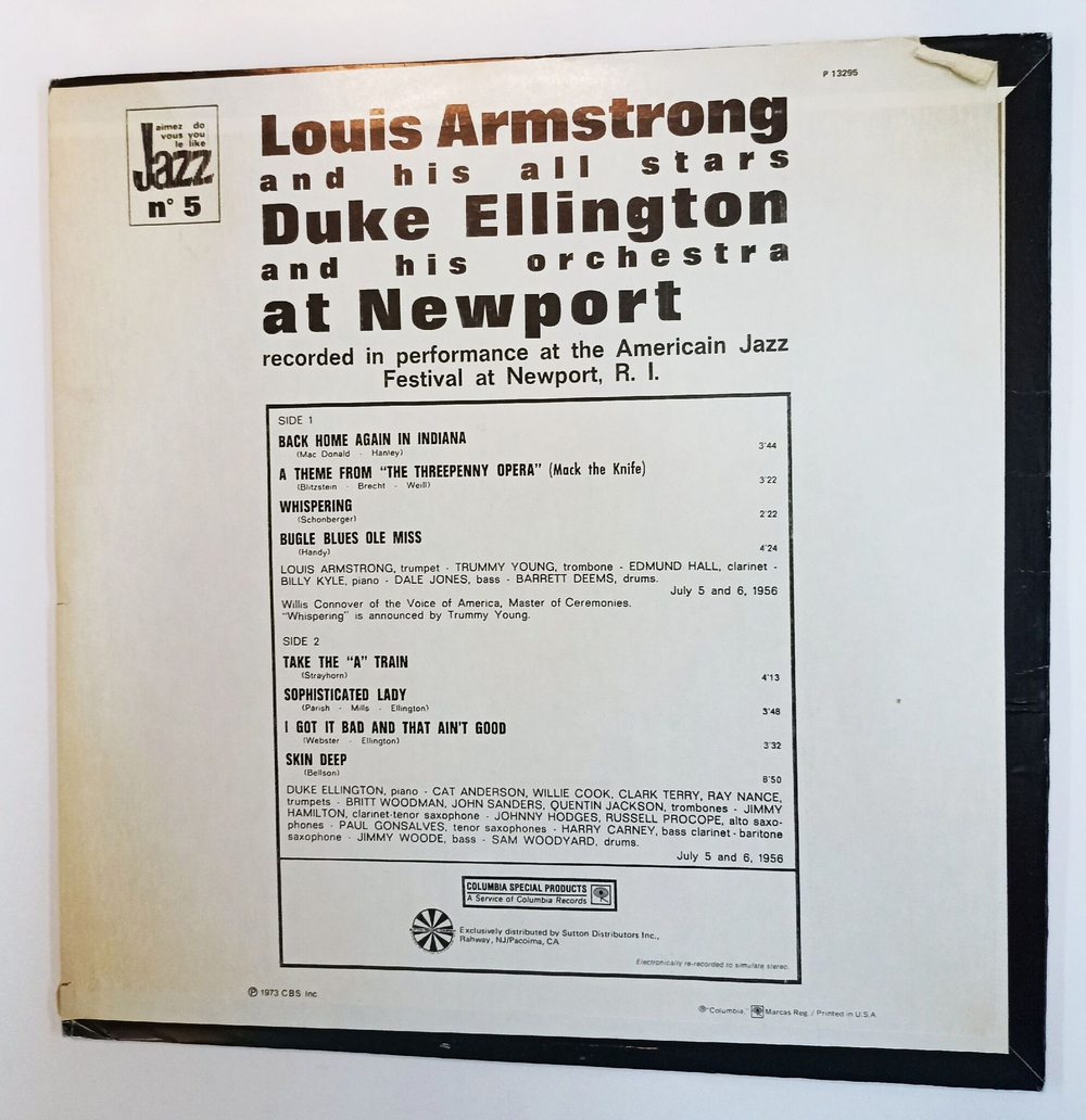 Винтажная виниловая пластинка LP Louis Armstrong And His All Stars Duke Ellington And His Orchestra At Newport (USA 1973)