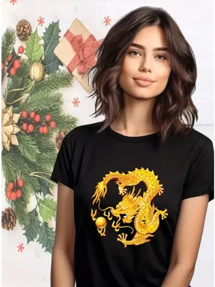 Футболка черная базовая с драконом