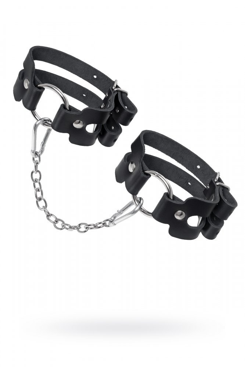 Оковы BDSM из двух ремешков натуральная кожа чёрные