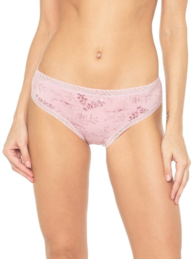 Нежные трусики-слипы с растительным принтом (Размер: L) (Цвет: розовый)