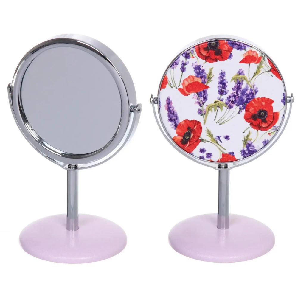 Зеркало косметическое настольное «ФРАТЕЛЛИ», маки, 14*9,3см (коробка)