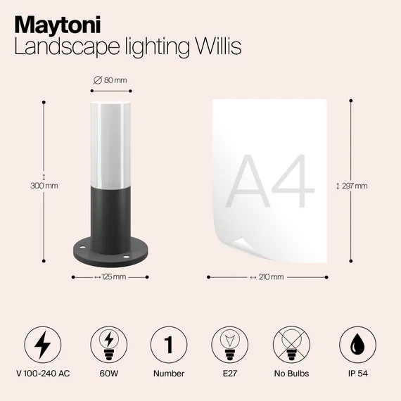 Ландшафтный светильник Уиллис / Willis E27х1 60Вт IP 54 Outdoor o418fl-01gr