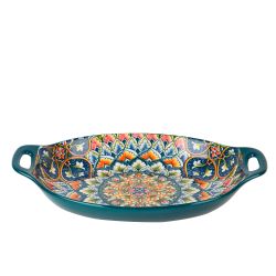 Блюдо с ручками "Arabesque" (зеленый) 31*20*5см (min6) (транспортная упаковка)