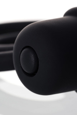 Чёрное эрекционное кольцо 2см с вибростимулятором и анальным хвостом Erotist Toy Multi-Purpose Anal Plug Ruffle Size M