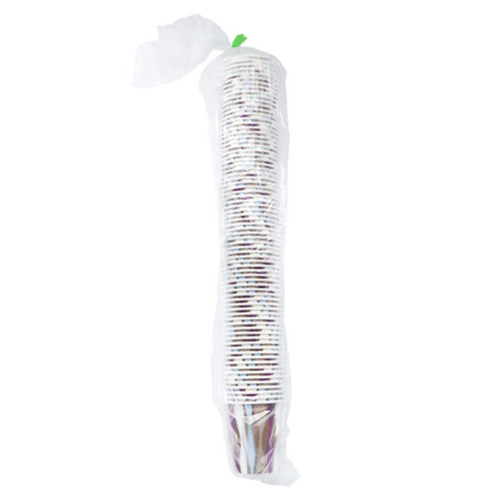 Стакан одноразовый бумажный 300/430 мл, диаметр 90 мм, конгрев/печать, "Волна", КОМПЛЕКТ 50 шт., WELDAY (ВЭЛДЭЙ), 702699