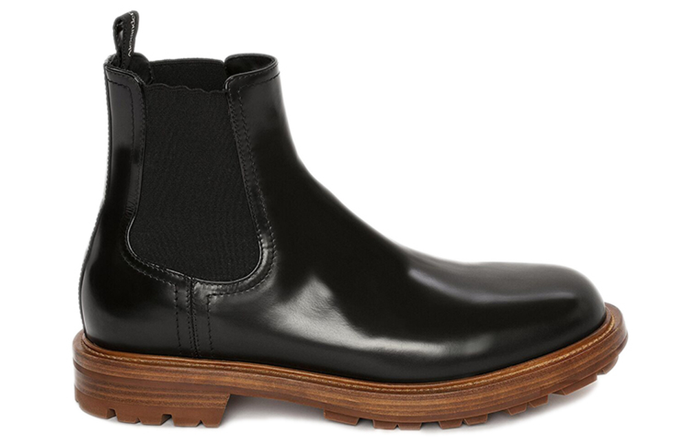 Alexander McQueen Leather Chelsea Boots Black Brown