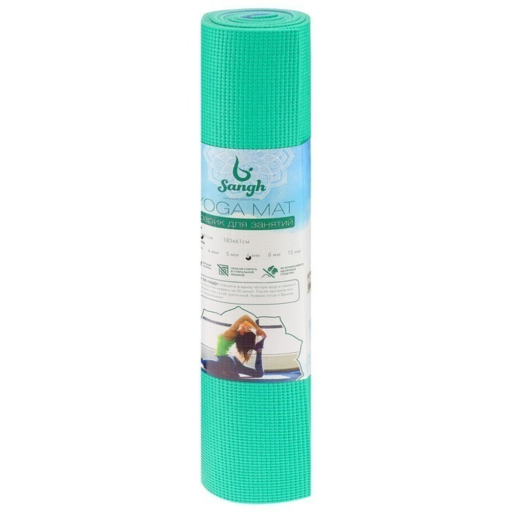 Коврик для йоги 173 х 61 х 0,6 см, двухцветный, цвета микс (Желтый)