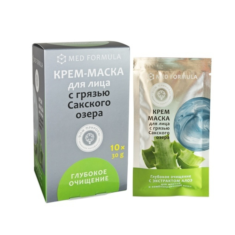 Крем-маска Глубокое очищение для жирной и комбинированной кожи с грязью Сакского озера,  ТМ ДОМ ПРИРОДЫ