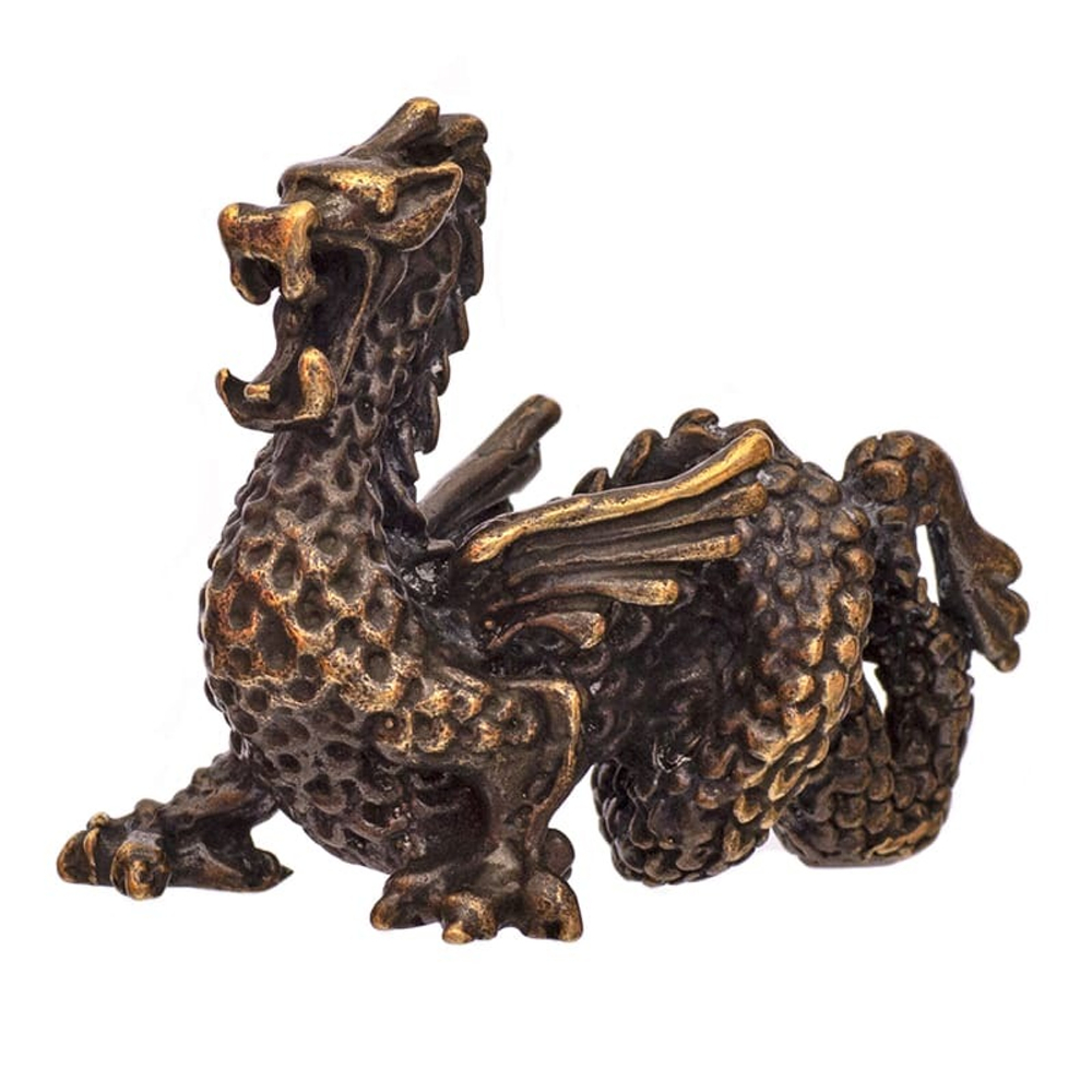 Фигурка металлическая литая Дракон 4 х 3,5 см,