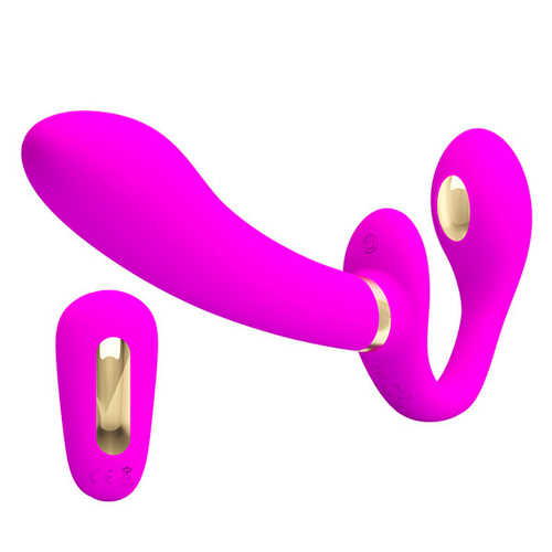 Лиловый безремневой вибрострапон с функцией электростимуляции Pretty Love Thunderbird BW-022068W