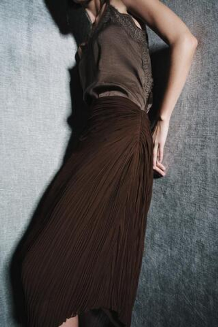 ZARA ЮБКА МИДИ ПЛИССЕ — ZW COLLECTION, КОРИЧНЕВЫЙ