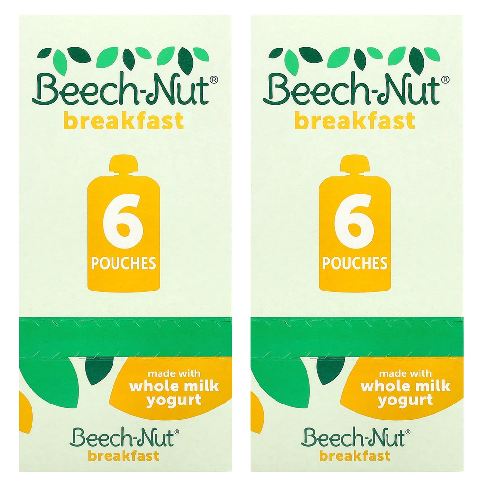 Beech-Nut, завтрак, для детей от 12 месяцев, йогурт с бананом и ягодами, 12 паучей по 99 г (3,5 унции)