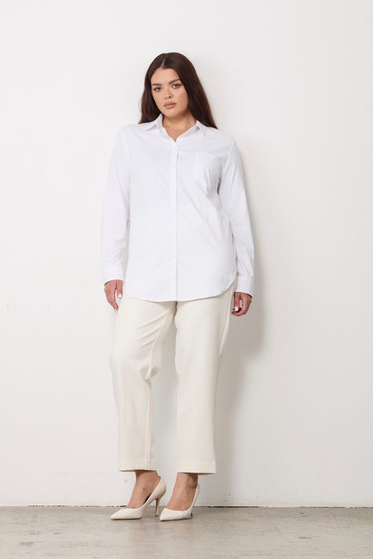 Рубашка удлиненная с карманом; белый