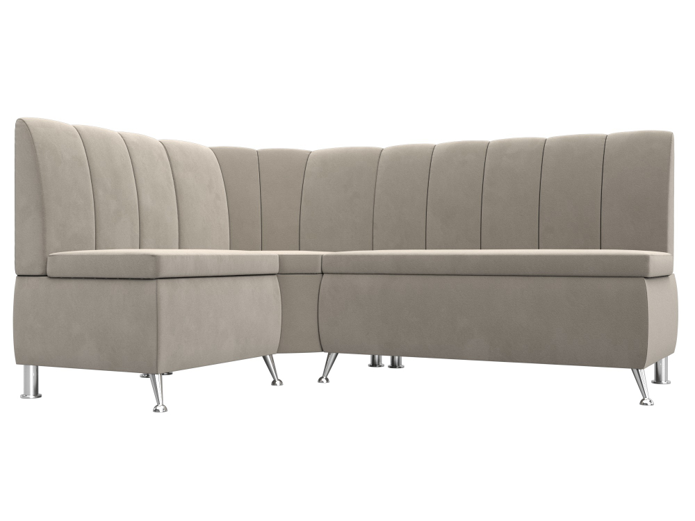 Диван кухонный угловой Кантри левый угол, Бежевый, Микровельвет, 29446L