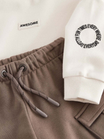 Толстовка и брюки карго в комплекте для мальчика Next B67-721, Молочный, Коричневый