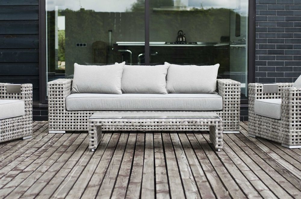 "Тито" лаунж-зона из искусственного ротанга, цвет серый