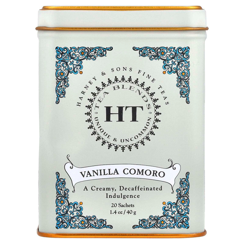 Harney & Sons, HT Tea Blends, коморская ваниль, без кофеина, 20 чайных пакетиков, 40 г (1,4 унции)