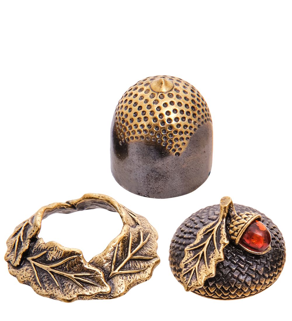 AM-3545 Наперсток «Желудь» (латунь, янтарь)