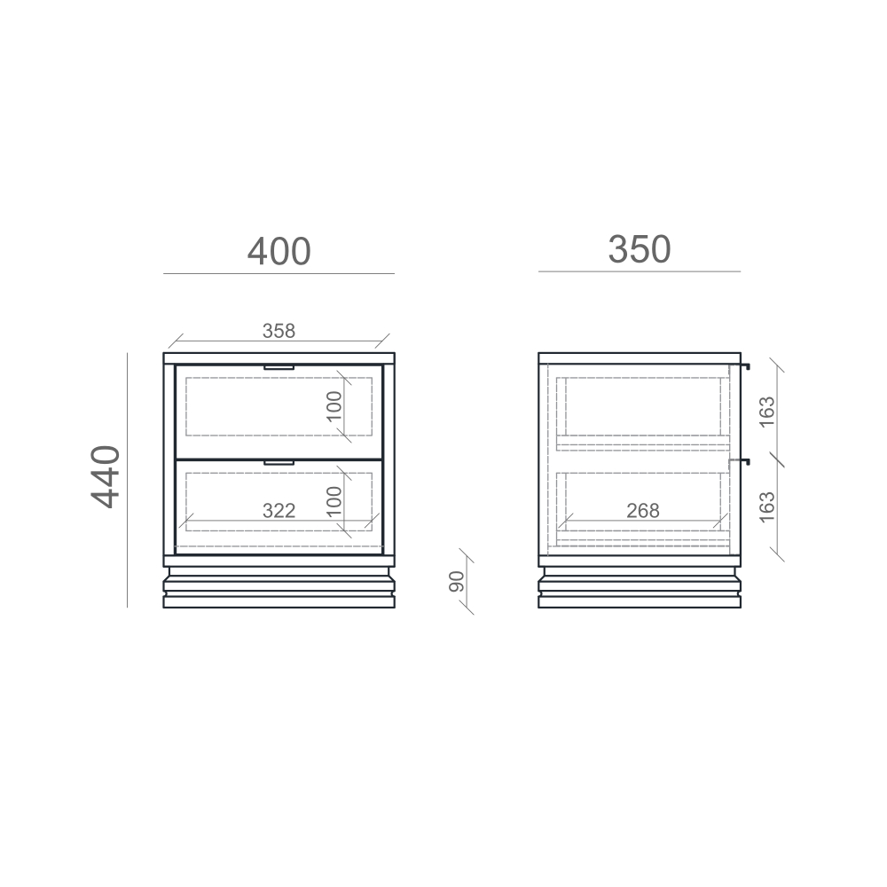 Прикроватная тумба TIMELESS TLD124 на цоколе