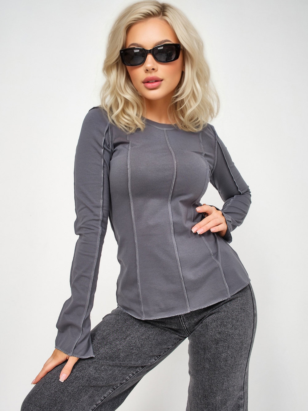 Лонгслив гранж со швами наружу