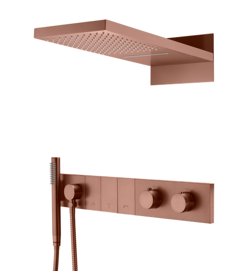 Встроенная душевая система ZODIAC с термостатом, трехпозиционная Brushed Bronze