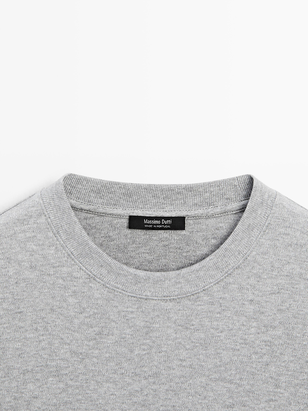 Massimo Dutti Футболка из хлопка с длинными рукавами, серый меланж