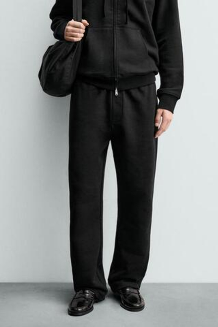 ZARA ДЖОГГЕРЫ REGULAR FIT ИЗ ПЛОТНОЙ ТКАНИ ORIGINS, ЧЕРНЫЙ