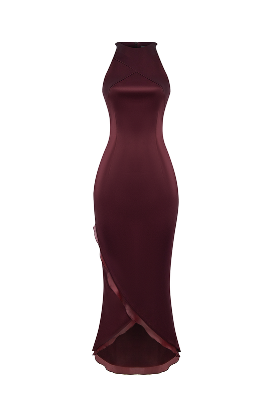 Платье миди из сатина и шелковой органзы